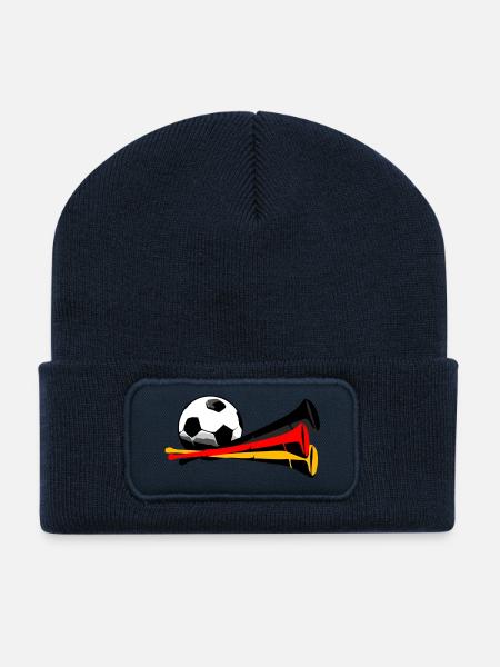 Fußball Tröte - Vuvuzela - Deutschland Flagge - Recycelte Patch Beanie - French Navy