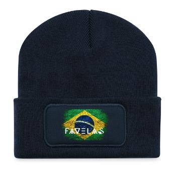 Drapeau des favelas : Des brises en vert et jaune - Beanie recyclé à patch - bleu marine - Devant