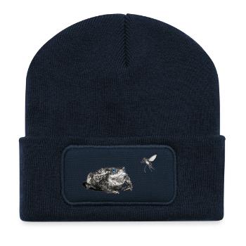 Crapaud et voler - Beanie recyclé à patch - bleu marine - Devant