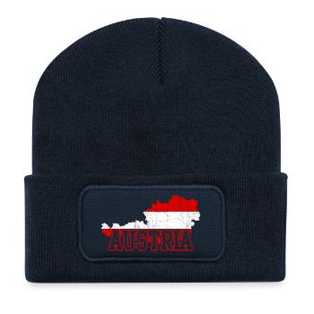 Austria Flag Map Wordmark - Recycled Patch Beanie - french navy - Front