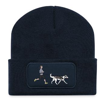 Canicross - Beanie recyclé à patch - bleu marine - Devant