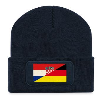 Allemagne et Croatie Pavillon Vintage - Beanie recyclé à patch - bleu marine - Devant