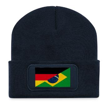 Allemagne et Brésil Vintage Drapeau - Beanie recyclé à patch - bleu marine - Devant