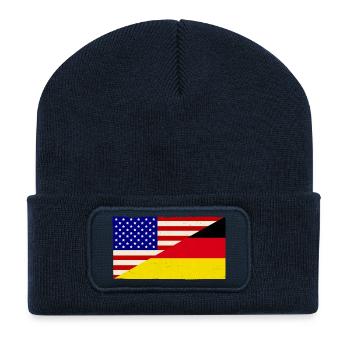 Drapeau vintage de l’Allemagne et des États-Unis - Beanie recyclé à patch - bleu marine - Devant
