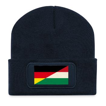 Drapeau vintage de l’Allemagne et de la Hongrie - Beanie recyclé à patch - bleu marine - Devant