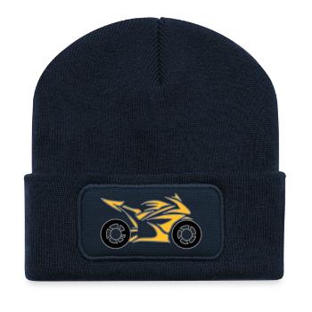 Motorrad Bike Chopper Moped Rolle - Recycelte Patch Beanie - French Navy - Vorne