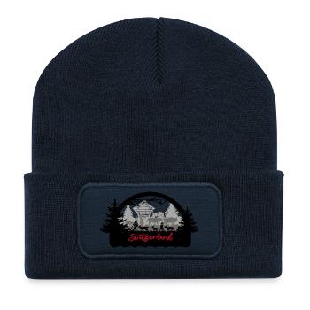Switzerland Silhouette - Recycled Patch Beanie - french navy - Front