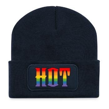 LGBT Regenbogen Shirt Heiß LGBT lgbtqi queer - Recycelte Patch Beanie - French Navy - Vorne
