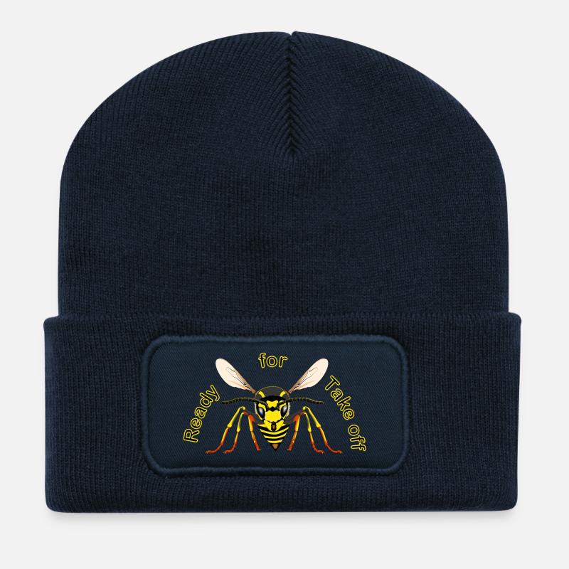 Wespe Ready for Take off - Recycelte Patch Beanie - French Navy