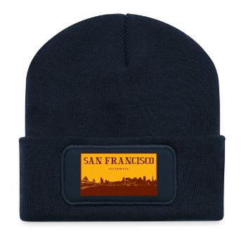 Rétro Skyline de San Francisco - Beanie recyclé à patch - bleu marine - Devant