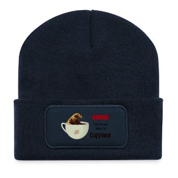 La grande vague de caféine - Beanie recyclé à patch - bleu marine - Devant