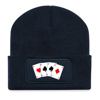 Quatre as - Beanie recyclé à patch - bleu marine - Devant