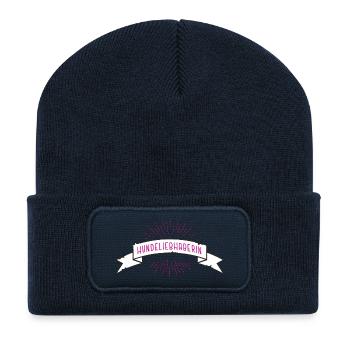 HUNDELIEBHABERIN Banderole - Recycelte Patch Beanie - French Navy - Vorne