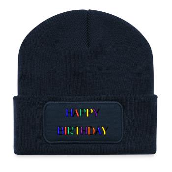 JAHRESTAG. ALLES GUTE ZUM GEBURTSTAG. ALLES GUTE ZUM GEBURTSTAG. - Recycelte Patch Beanie - French Navy - Vorne