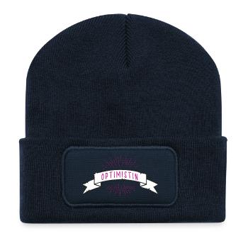 OPTIMISTIN Banderole - Recycelte Patch Beanie - French Navy - Vorne