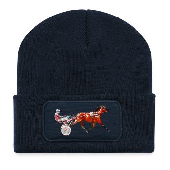 Trotter Trotting Race Design - Recycled Patch Beanie - french navy - Front