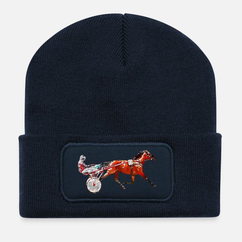 Trotter Trotting Race Design - Beanie recyclé à patch - bleu marine