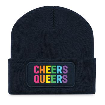 LGBTQ Cheers Queers - Recycelte Patch Beanie - French Navy - Vorne
