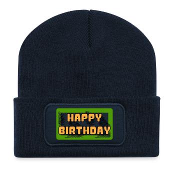 GEBURTSTAG. ALLES GUTE ZUM GEBURTSTAG. ALLES GUTE ZUM GEBURTSTAG. - Recycelte Patch Beanie - French Navy - Vorne