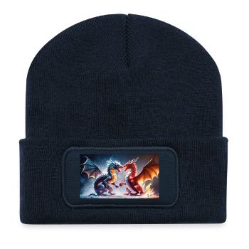 Le combat du feu et de la glace - Beanie recyclé à patch - bleu marine - Devant