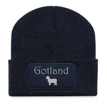 Gotland sheep - Recycled Patch Beanie - french navy - Front