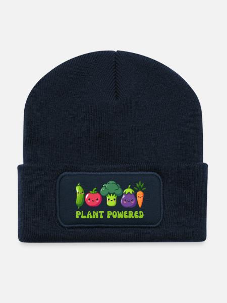 Vegetarian, plant powered - Recycled Patch Beanie - french navy