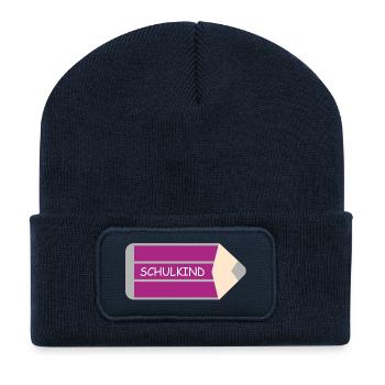 Schoolchild - Pen Violet Grey - Personalizable - Recycled Patch Beanie - french navy - Front