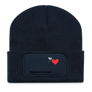 Mit dem Herz spielen, um zu fangen. - Recycelte Patch Beanie - French Navy - Vorne