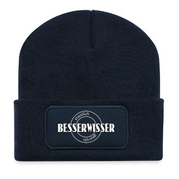 Besserwisser - staatlich geprüft - Recycelte Patch Beanie - French Navy - Vorne