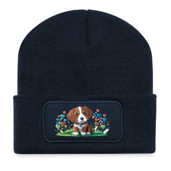 Puppy - Love My Toller-Doodle Dog - Recycled Patch Beanie - french navy - Front