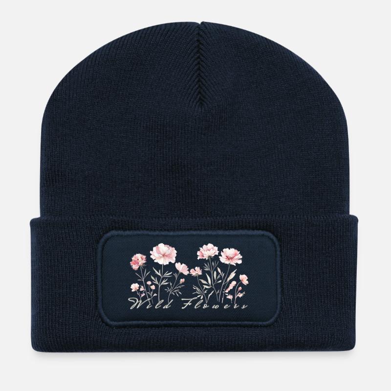 Wilde Blumen - Recycelte Patch Beanie - French Navy