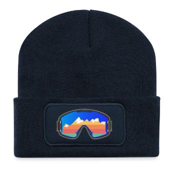 Lunettes de ski Skier Vintage Design Dark - Beanie recyclé à patch - bleu marine - Devant