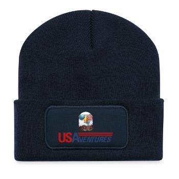 Eagle head logo - Beanie recyclé à patch - bleu marine - Devant