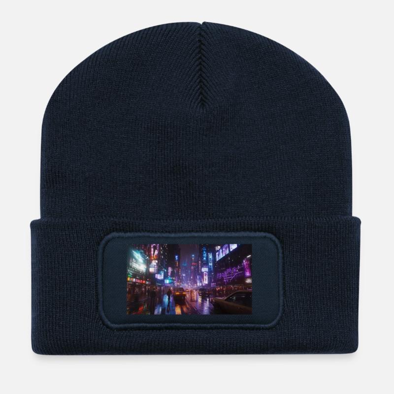 Cyberpunk City2 - Recycled Patch Beanie - french navy