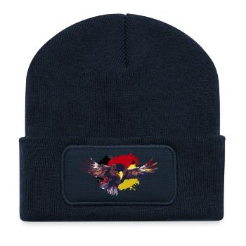 Deutscher Adler mit Flagge Fahne schwarz rot gold - Recycelte Patch Beanie - French Navy - Vorne
