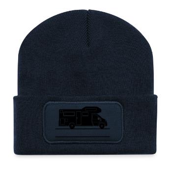 Camper silhouette with namespace - Recycled Patch Beanie - french navy - Front