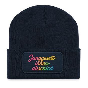 Junggesellinnenabschied in bunten Farben - Recycelte Patch Beanie - French Navy - Vorne