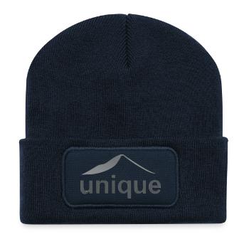 "Unique mountain design" - Recycled Patch Beanie - french navy - Front