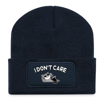 Katzen Spruch es ist mir egal - Recycelte Patch Beanie - French Navy - Vorne