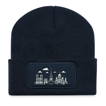 Paris, France, Ville - Beanie recyclé à patch - bleu marine - Devant