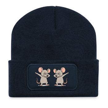 Mouse Dabbing-2 - Recycled Patch Beanie - french navy - Front