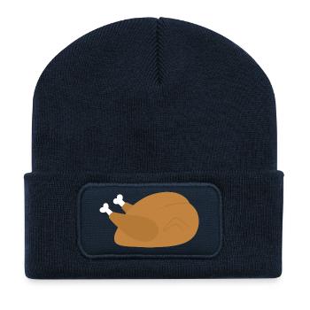 Festive Roast Turkey Illustration - Recycled Patch Beanie - french navy - Front