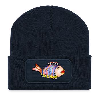 Fisch - Recycelte Patch Beanie - French Navy - Vorne