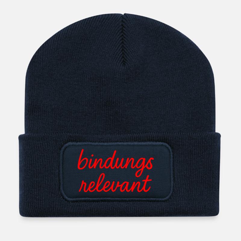 bindungsrelevant rot - Recycelte Patch Beanie - French Navy