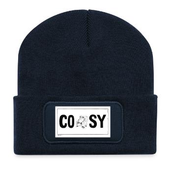Cuddly Dog Lettering Design - Recycled Patch Beanie - french navy - Front