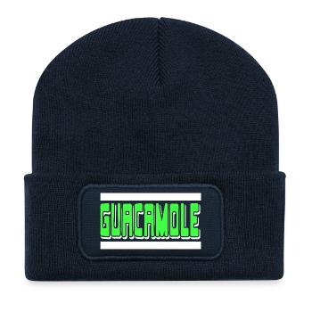 Guacamole Vert Gras Drôle Snack Typographie - Beanie recyclé à patch - bleu marine - Devant