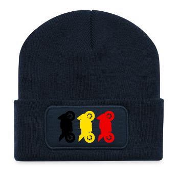 Motorcycle Belgium Flag Motorsport Biker - Recycled Patch Beanie - french navy - Front