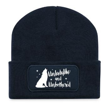 Pas digne d’une dame et sans être dérangée - Beanie recyclé à patch - bleu marine - Devant