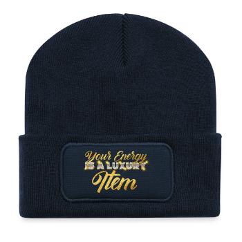 Your Energy Is A Luxury Item Design - Recycelte Patch Beanie - French Navy - Vorne