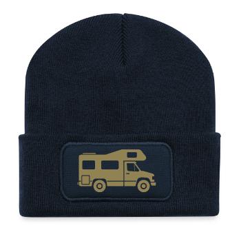 Motorhome Silhouette Camping Family - Recycled Patch Beanie - french navy - Front